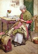 Walter Langley.RI The Old Quilt oil painting